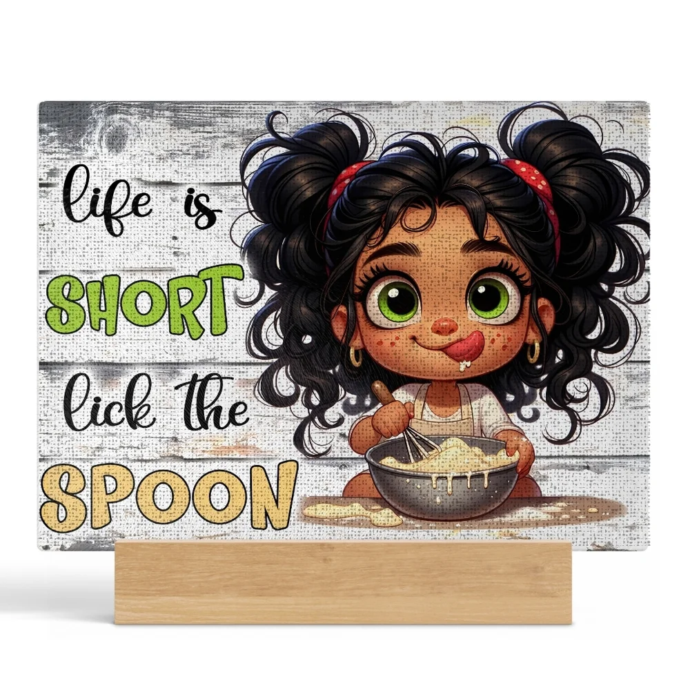 Cute Glass Kitchen Cutting Board Art with Inspirational Quote Size- 8x11